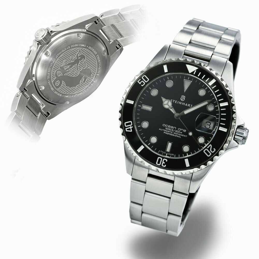 Steinhart Ocean One 39mm Black Ceramic Swiss Automatic Watch 103-0981 - Click Image to Close